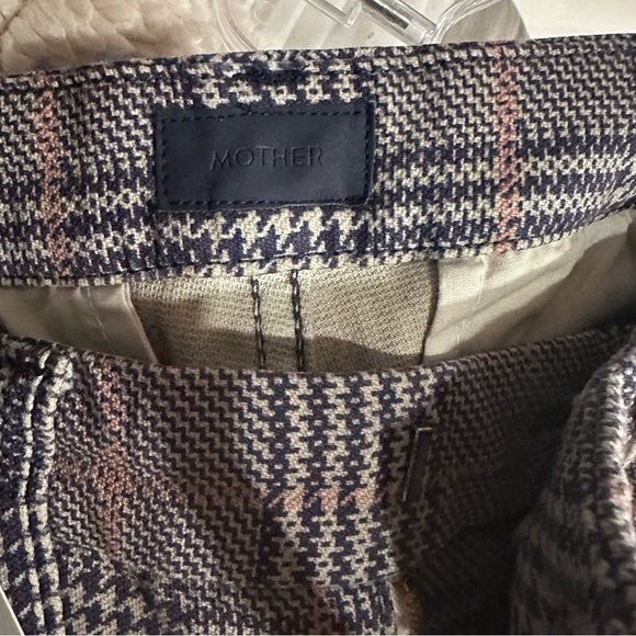 MOTHER The Shaker Prep High Waist Fray Crop Plaid Pants Happy People Read - Picture 10 of 15